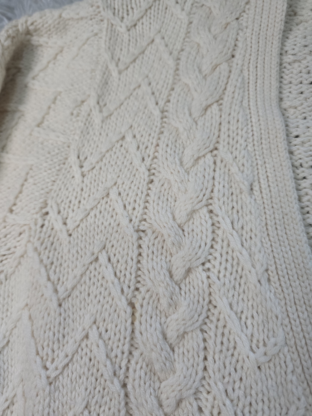 Orvis Cream Cable-Knit Button Cardigan Sweater - Picture 7 of 11